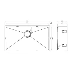 Fregadero 74R grande Lorreine Luxe de acero inoxidable 74x40 cm para montaje montaje encastrado o bajo encimera1150178229