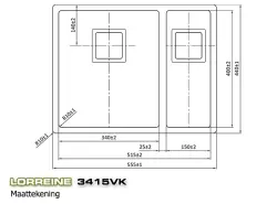 Fregadero de acero inoxidable Lorreine 3415VK Exclusive uno y medio 3415cm encastrado a ras, en superficiey bajo encimera 1150178269