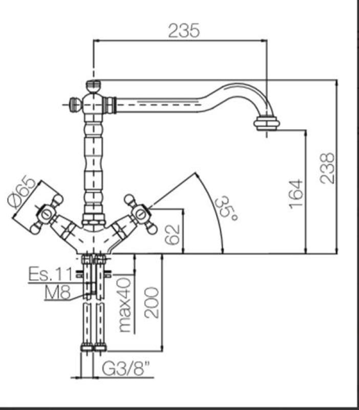 Grifo de cocina PB Nostalgic V1910 acero inoxidable