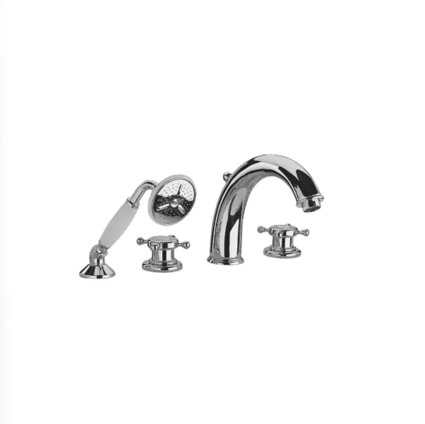 Grifo de Bañera Huber Victorian de 4 orificios con accesorios de Ducha acero inoxidable VT0002602A