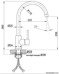 Grifo de cocina Lorreine Mersey completo de acero inoxidable con caño giratorio 1154021752