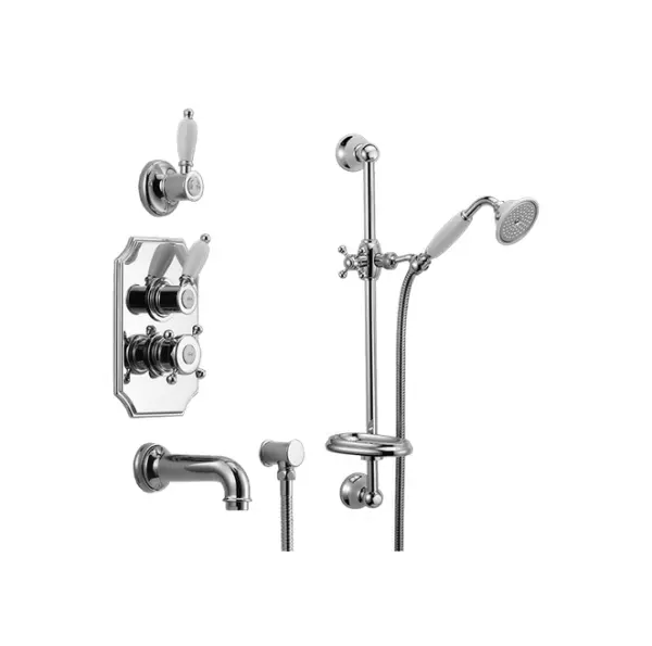 Conjunto Ducha-Baño Huber Victorian Termostático empotrado acero inoxidable 914.VT01H.AC