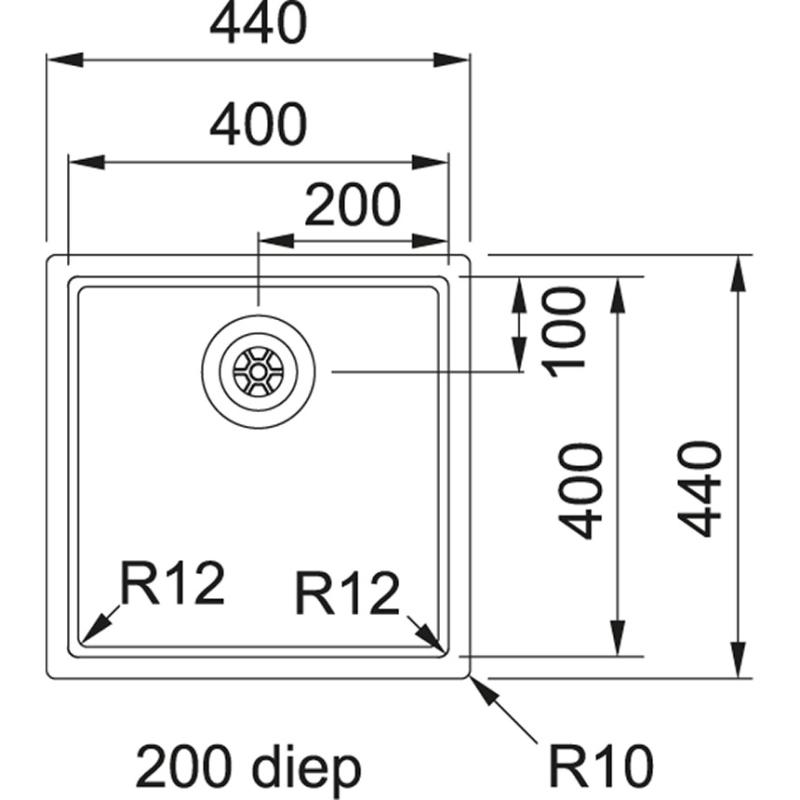 Fregadero de acero inoxidable Franke Bolero Plus R12 BXX 110-40 bajo encimera 40x40cm 122.0576.355