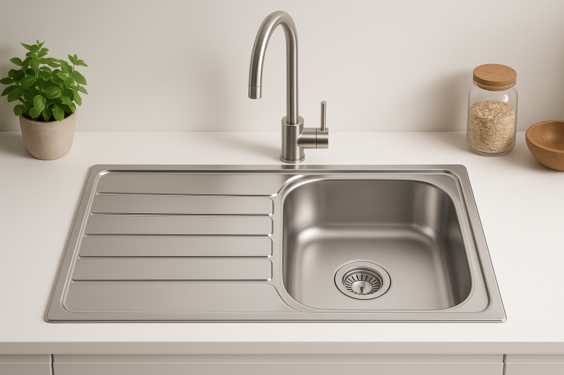 Fregadero de acero inoxidable Franke Spark SKX 611 con escurridor 86x50cm 101.0315.545