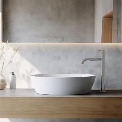 Grifo para lavabo Waterevolution Flow con caño alto para lavabos, incl. tapón de clic cromado T11501