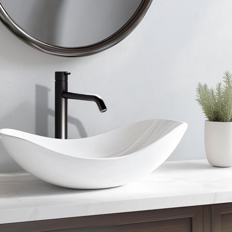 Grifo  Waterevolution Flow monomando caño alto para lavabos incluido tapón clic negro mate T115PR