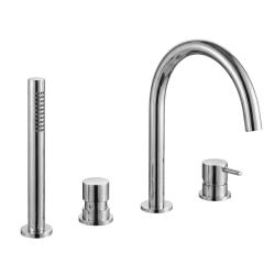 Mezclador de baño Waterevolution Flow de 4 agujeros para montaje en borde de bañera  cromado T13801