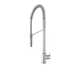 Grifo monomando de cocina semiprofesional Waterevolution Flow cromado con columna y muelle T15701