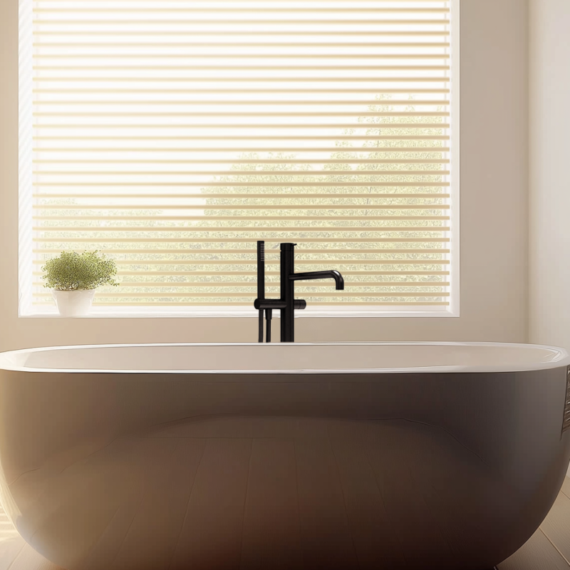 Mezclador Waterevolution Flow de pie para bañera independiente con teleducha negro mate T133PR