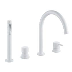 Grifo mezclador Waterevolution Flow para bañera con 4 orificios para montaje en el borde de la bañera blanco mate T138BR
