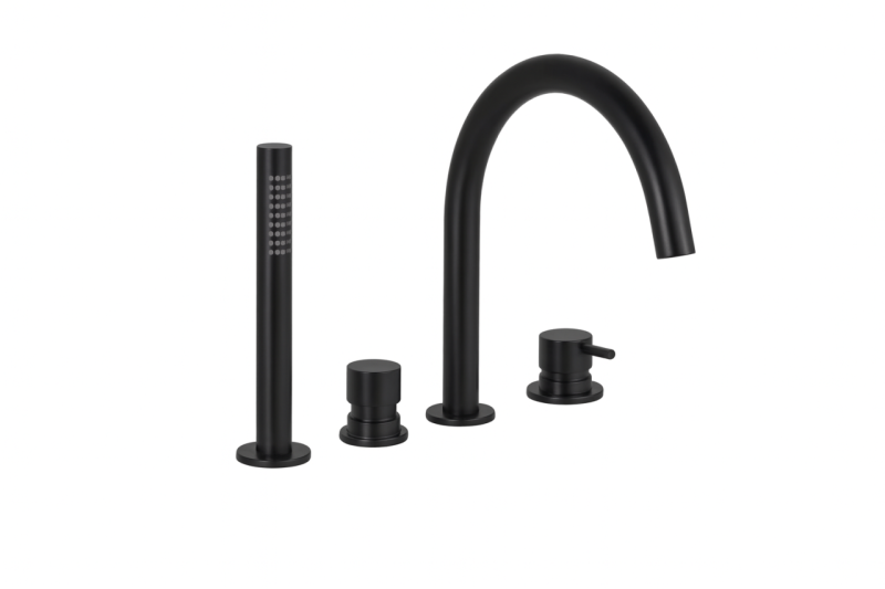 Waterevolution Flow Grifo de bañera de 4 orificios para montaje en borde de bañera Negro T138PR