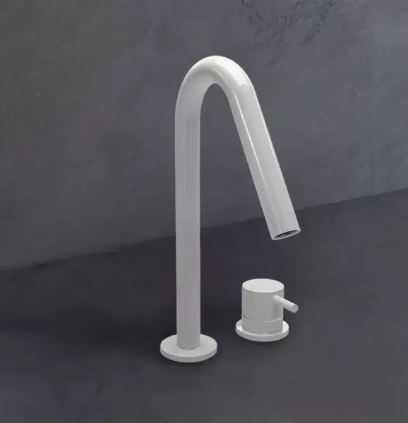 Grifo Waterevolution Flow de 2 orificios para lavabo blanco mate con caño pequeño V 127mm T1121VBR