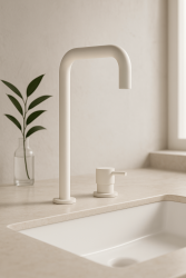 Grifo Waterevolution Flow de 2 orificios y caño alto 222 blanco mate T122HBR