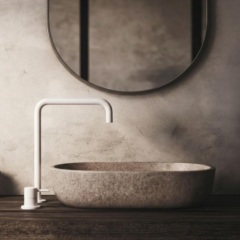 Grifo Waterevolution Flow de 2 orificios y caño alto 222 blanco mate T122HBR