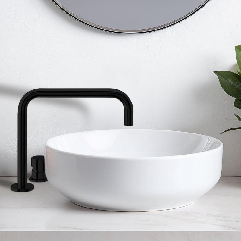 Grifo Waterevolution Flow de 2 orificios para lavabo negro mate T112HPR