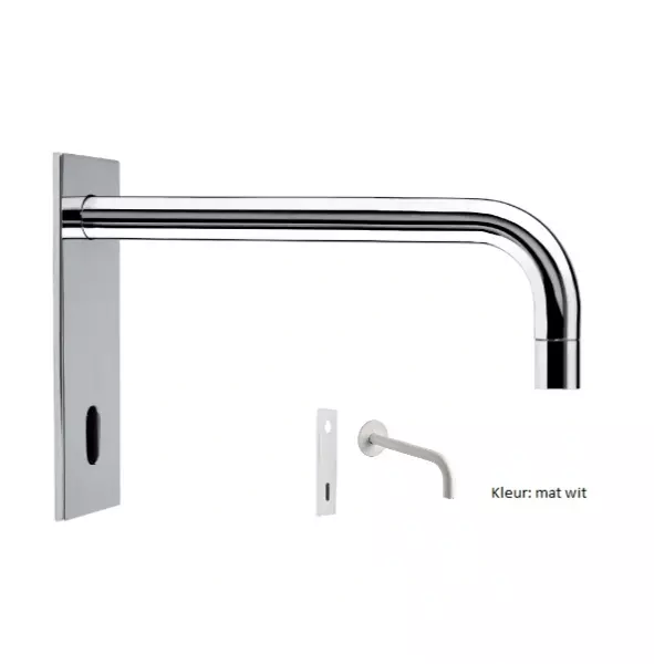 Grifo de lavabo electrónico Waterevolution Flow con sensor de infrarrojos blanco mate y caño 25cm T1161EEBR-25