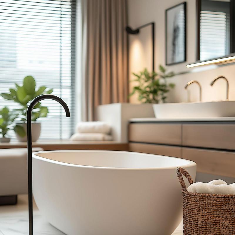 Caño Waterevolution Flow para bañera de pie negro mate T1673PR