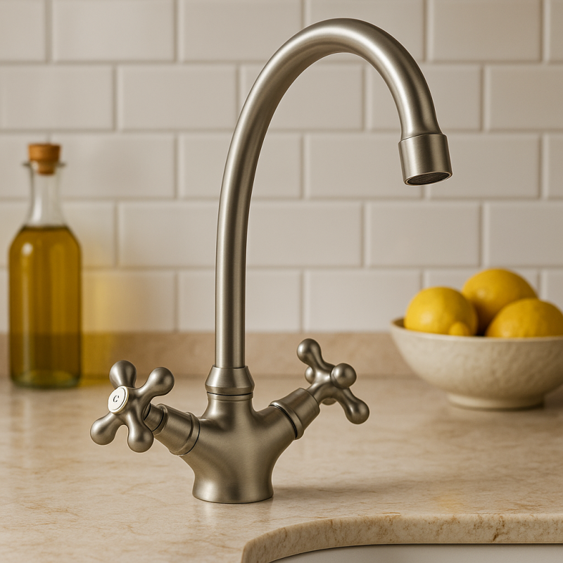 Grifo mezclador de cocina Nostalgic V1900 de acero inoxidable