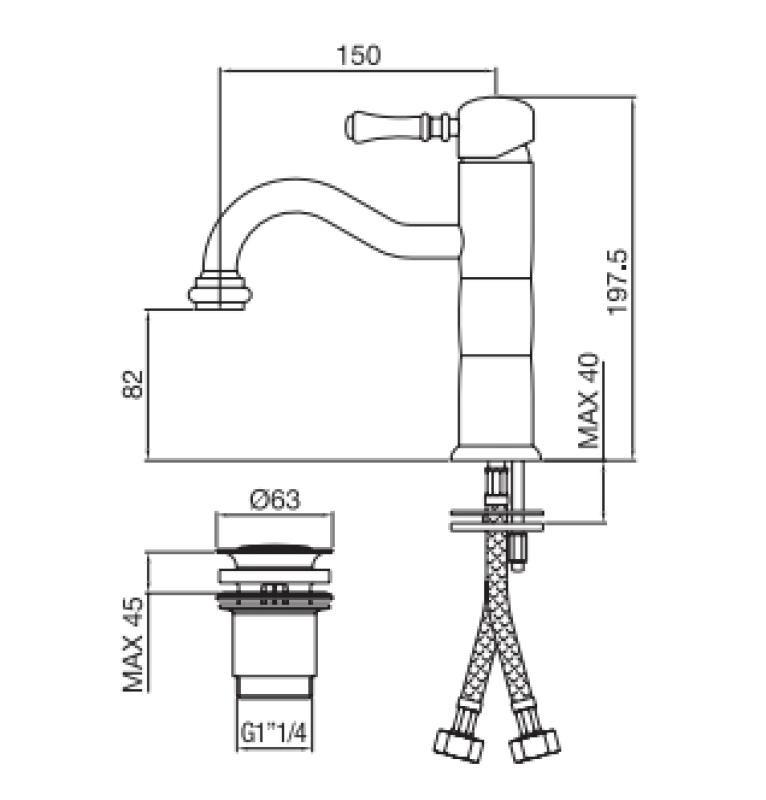 Grifo PB Classic para lavabo pilar bronce 1208592572