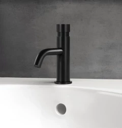 Grifo de lavabo Waterevolution Flow con autocierre negro mate T110TPPR