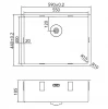 Caressi spoelbak CAPP55R10 B55xL40xD18.5cm naadloze plug technische tekening