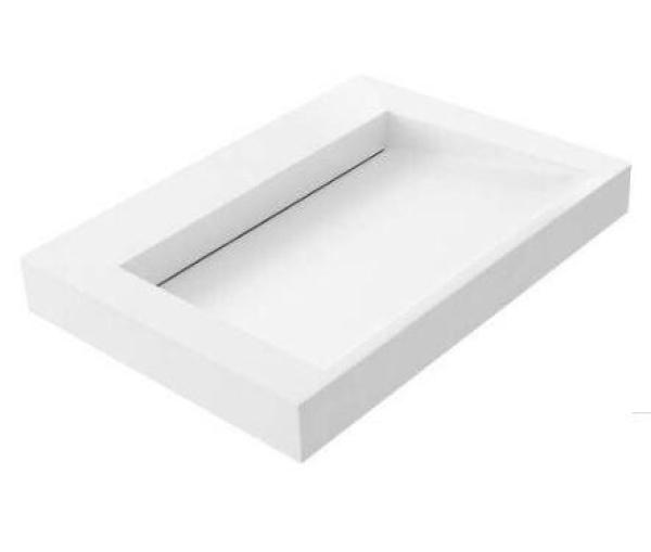 Lavabo Solid-S Quatra de superficie sólida, blanco mate, sin orificio para grifo, 60x45,5 cm 1208775682.