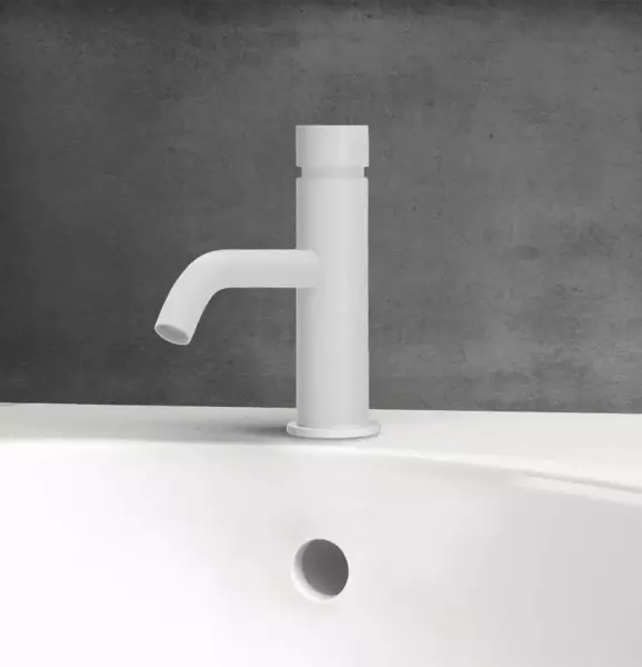 Grifo de lavabo Waterevolution Flow con autocierre blanco mate T110TPB