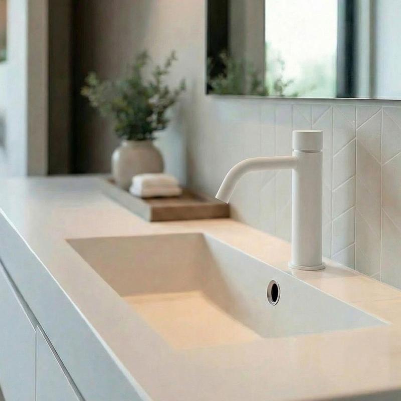 Grifo de lavabo Waterevolution Flow con autocierre blanco mate T110TPB