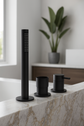 Grifo mezclador Waterevolution Flow para bañera de 3 orificios negro mate T138SBPR