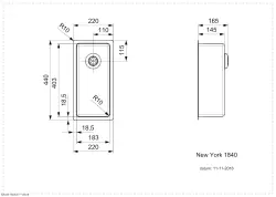 Fregadero Reginox New York pequeño de acero inoxidable 18x40 T09T1LLU06GDS R27851