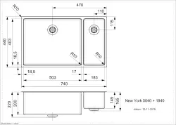 Fregadero de acero inoxidable Reginox New York 1.5 50x40 + 18x40 T09T10LLU08GDS R27837