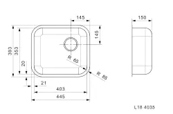 Fregadero Reginox L18 4035 KG-CC de acero inoxidable enrasado B2914LLU05GDM