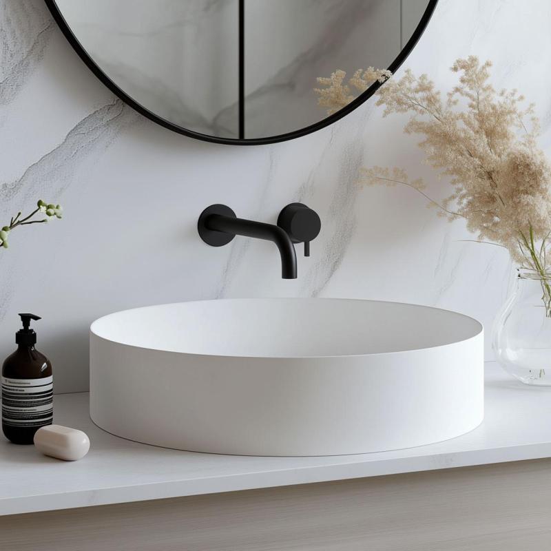 Grifo empotrado para lavabo Watervolution Flow negro mate con caño de 15 cm T116BPR-15