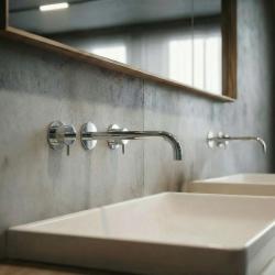 Grifo de lavabo empotrado Waterrevolution Flow de 3 orificios, cromado, con caño de 21 cm T1163F01-21