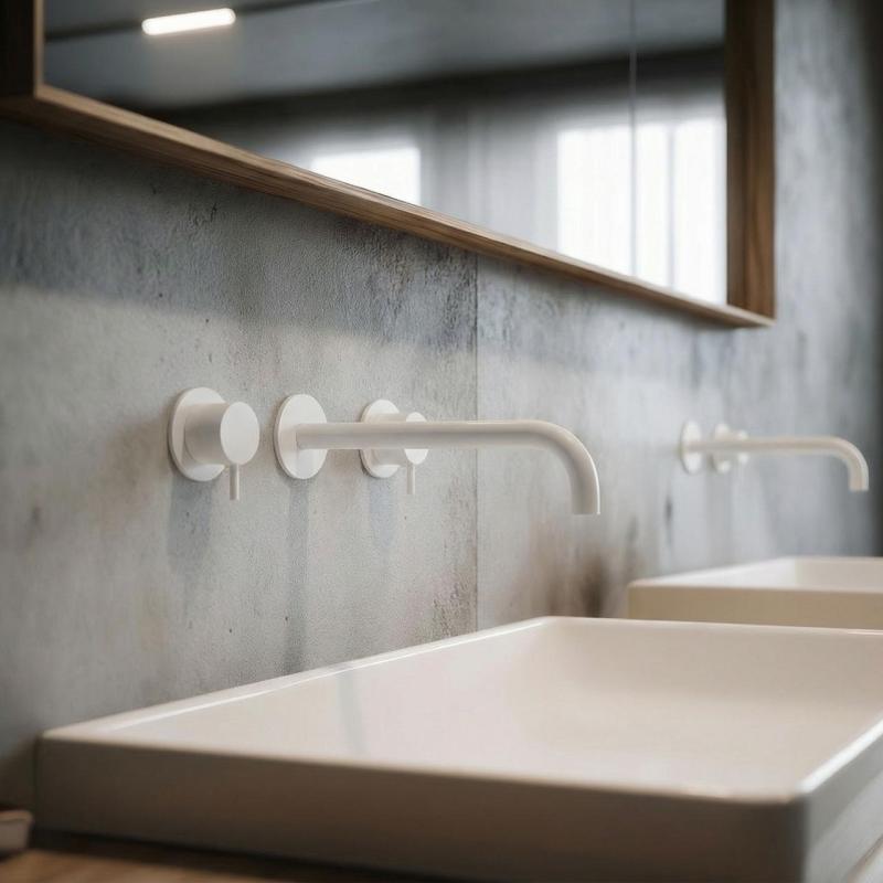 Waterevolution Flow Grifo de lavabo empotrado de 3 orificios Blanco mate con caño de 21 cm T1163FBR-21