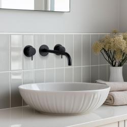 Grifo Waterevolution Flow empotrado de lavabo  3 orificios negro mate con caño 25cm T1163FPR-25