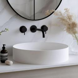 Waterevolution Flow Grifo de lavabo empotrado de 3 orificios Negro mate con caño de 15 cm T1163FPR-15