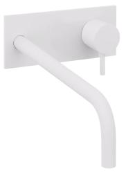 Grifo empotrado para lavabo Watervolution Flow con placa de cubierta en blanco mate y caño de 21 cm T1161BBR-21