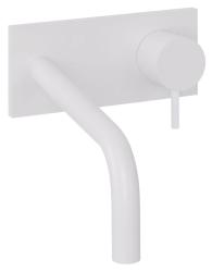 Grifo mezclador de lavabo Waterevolution Flow empotrado con embellecedor blanco mate y caño 15cm T1161BBR-15