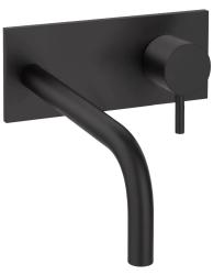 Grifo empotrado para lavabo Watervolution Flow con placa de cubierta en negro mate y caño de 15 cm T1161BPR-15