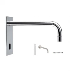 Grifo de lavabo electrónico Waterevolution Flow con sensor de infrarrojos blanco mate y caño 21cm T1161EEBR-21