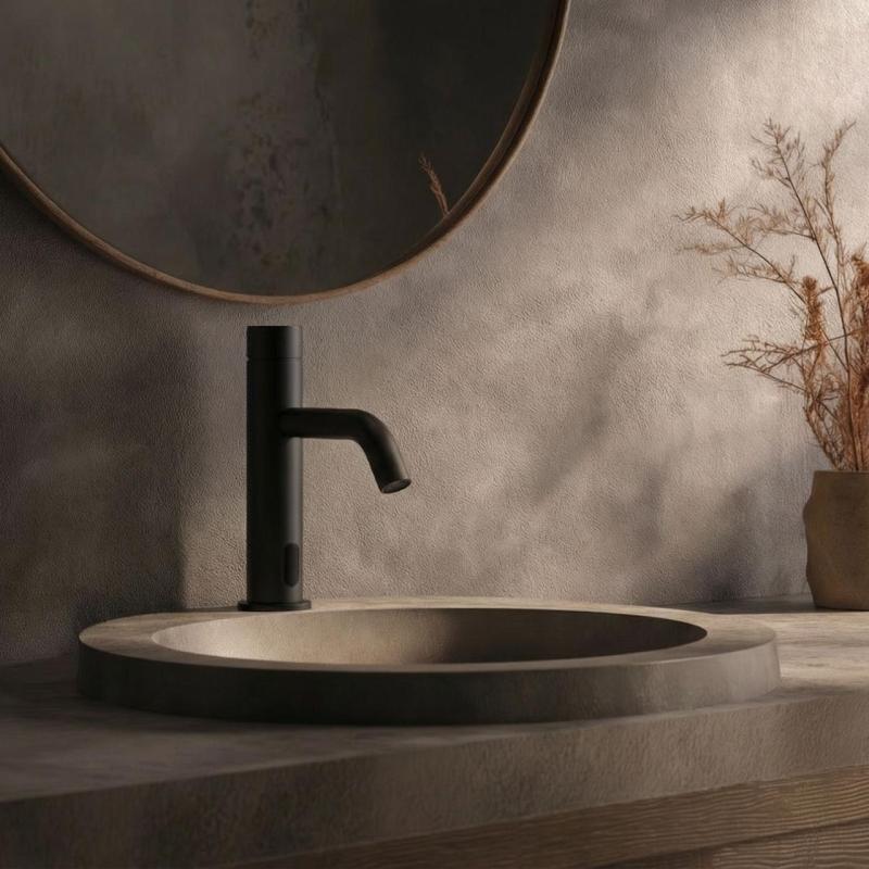 Grifo Waterevolution Flow electrónico de lavabo   a pilas por infrarrojos negro mate T110EBPR