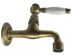 Grifo de lavabo PB classic mural con palanca blanca agua fría color bronce 1208853512