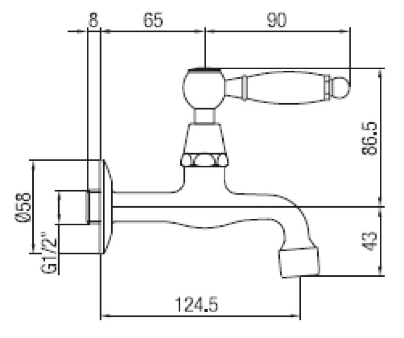 Grifo de lavabo PB Classic mural con palanca blanca agua fría acero inoxidable 1208853532