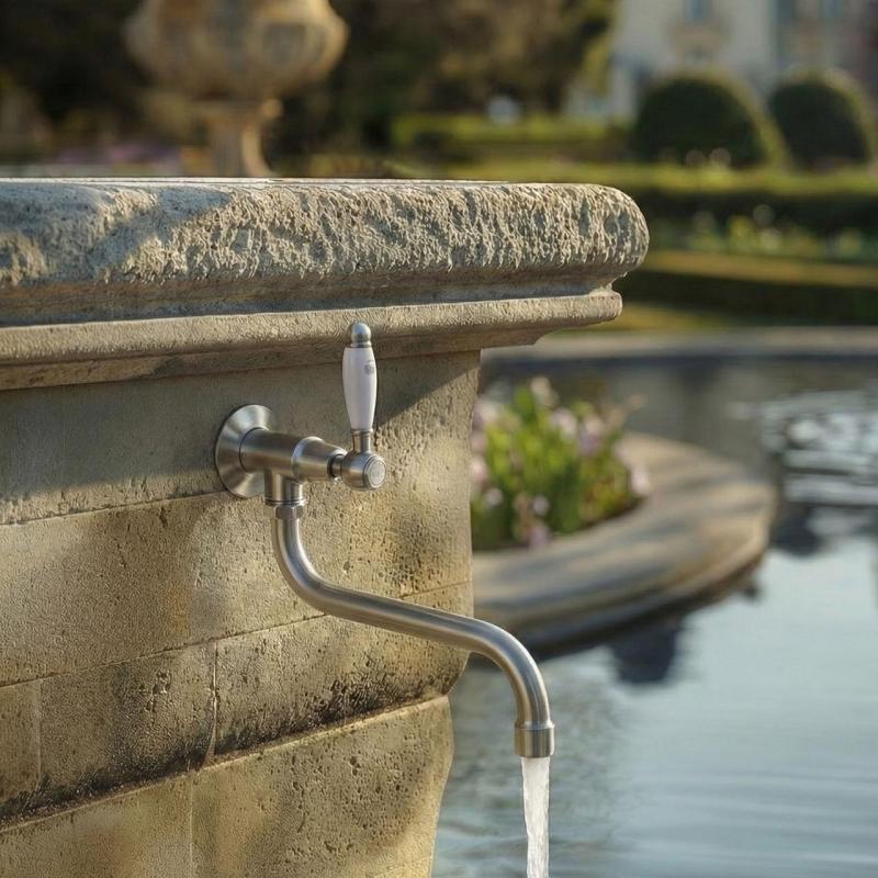 Grifo de lavabo PB Classic mural con palanca blanca agua fría y caño largo acero inoxidable 1208853572