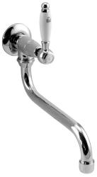Grifo de lavabo PB Classic mural con palanca blanca agua fría y caño largo cromo 1208853612