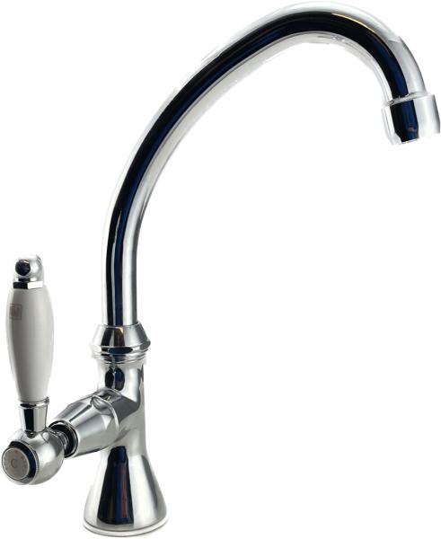 Grifo de lavabo PB Classic con palanca blanca agua fría con caño alto cromado 1208853652