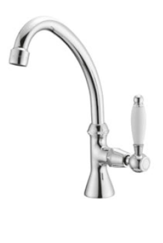 Grifo de lavabo PB Classic con palanca blanca agua fría con caño alto cromado 1208853652