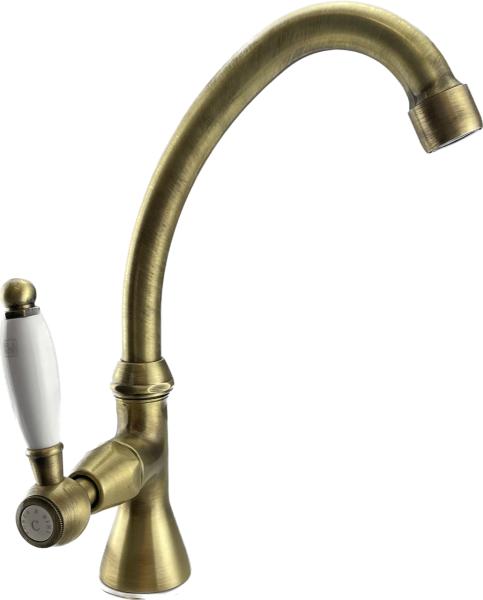 Grifo de lavabo PB Classic con palanca blanca agua fría con caño alto bronce 1208853682