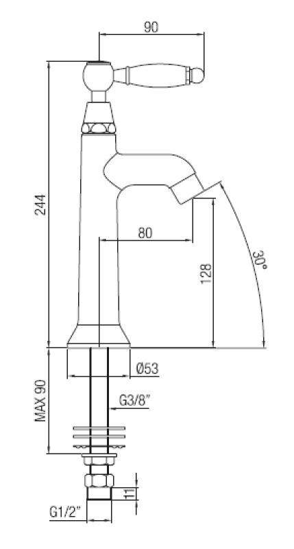 Grifo de lavabo PB Classic con palanca blanca agua fría con cromado 1208853732